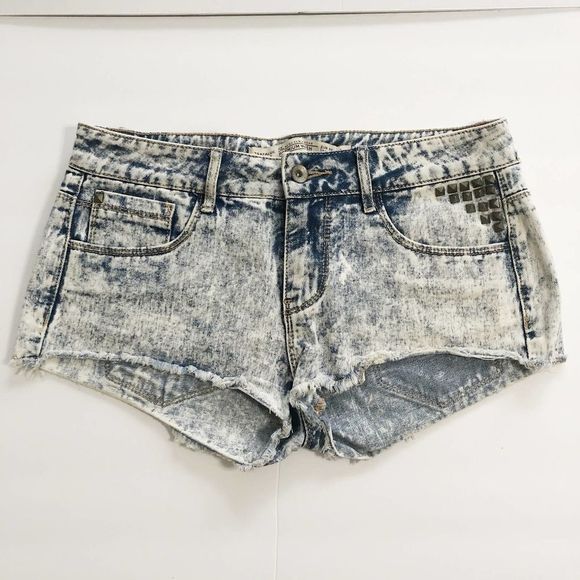Zara Studded Acid Wash Shorts - Picture 1 of 5